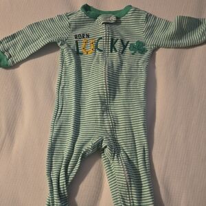 Carter's Green Striped Lucky One Piece